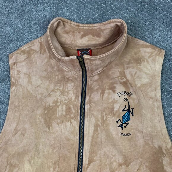 Dagoli Canada Vest Adult Unisex Large Brown Full Zip Tribal Tie Dye Sweatshirt - Picture 2 of 13